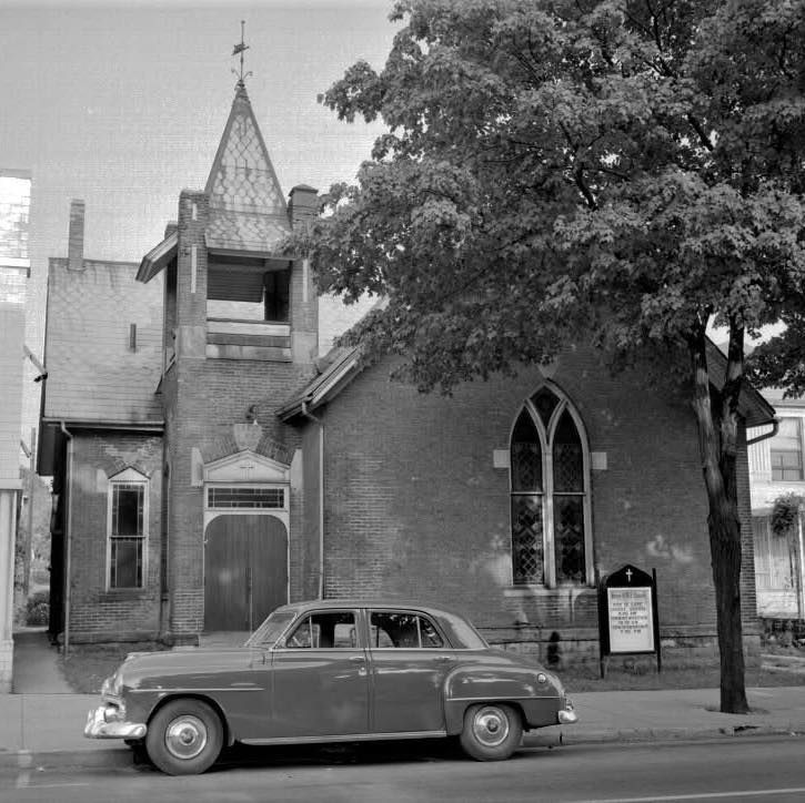 Historic stained glass windows at The Maxwell
