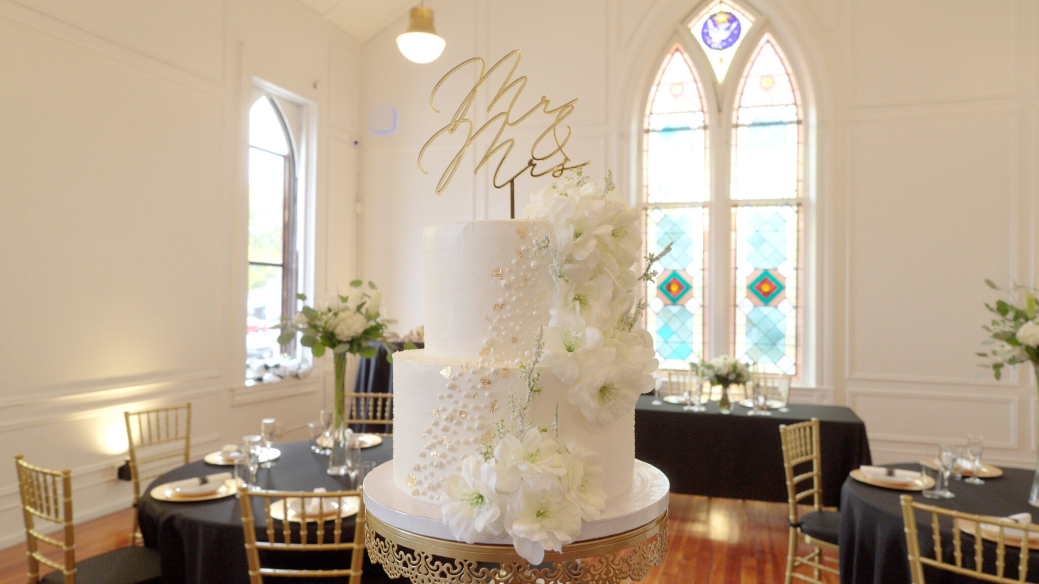 Wedding cake with stained glass windows